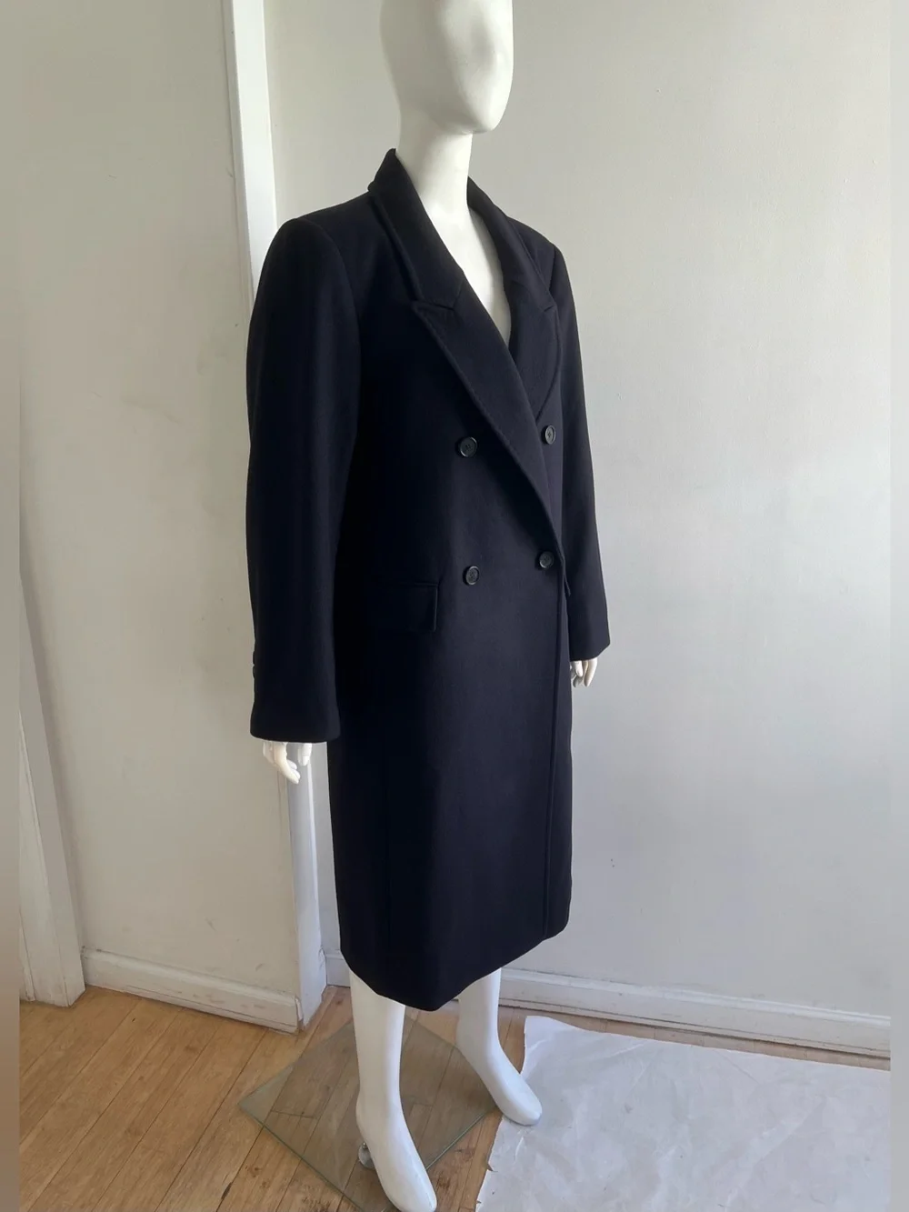 NWT Quince Women’s Italian Wool Double Breasted Coat Cadet Navy Blue Size L